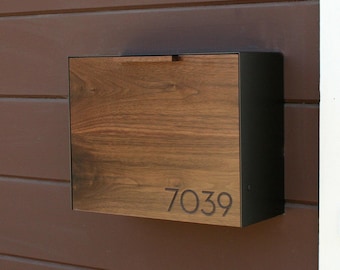 Mailbox Large, Walnut Mailbox, Wall Mounted mailbox