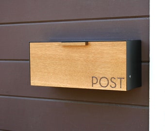 Mailbox Small, white Oak Mailbox, Wall Mounted