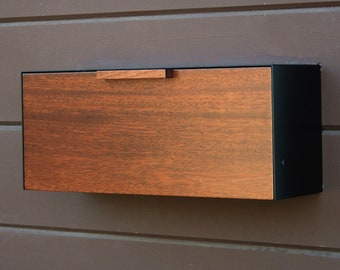 Mailbox Small, Modern, Mahogany w/ Ipe Stain Mailbox, Wall Mounted Mailbox