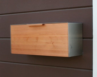 Modern Mailbox,  Redwood and Stainless Steel Mailbox