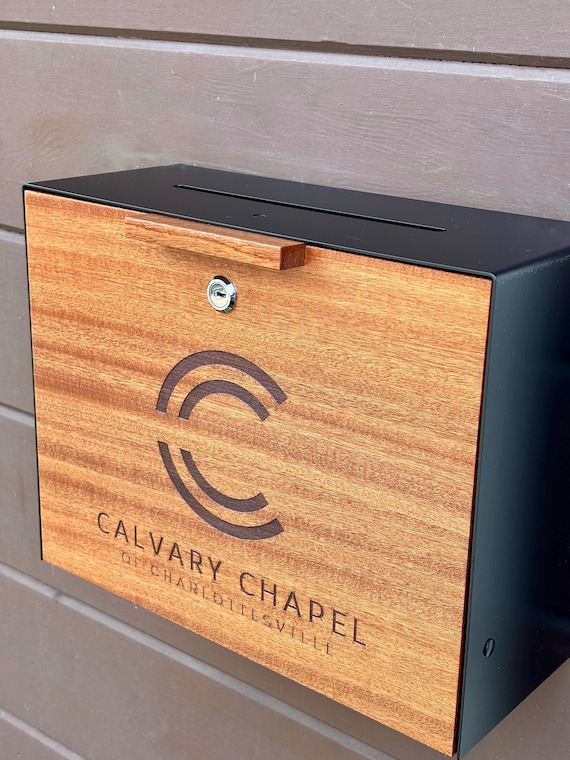 My Charity Boxes Classic Metal Donation Box - Secure Collection, Suggestion & Ticket Box - Easy Wall & Counter Mount, Blue (Lock With Padlock Not