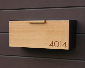 Mailbox Small, Modern, Douglas Fir  Mailbox, Wall Mounted