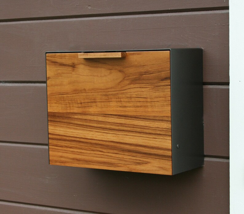 Modern Mailbox Large Teak Mailbox Wall Mounted mailbox Etsy