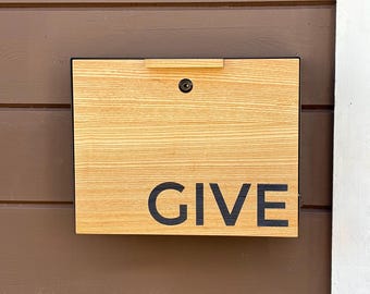 Wall Mounted Ash Church Collection Box: Locking Donation Box