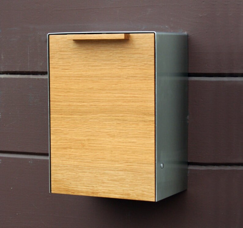 Wall Mounted mailbox White Oak Mailbox Narrow Size Modern Mailbox