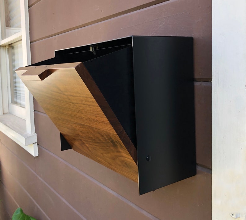 Modern Mailbox Large Walnut Mailbox Wall Mounted mailbox Etsy