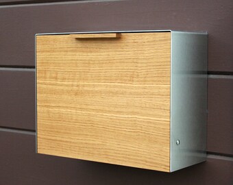 Mailbox Large, White Oak Mailbox, Wall Mounted mailbox