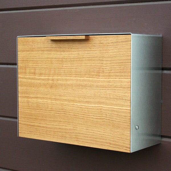 Mailbox Large, White Oak Mailbox, Wall Mounted mailbox