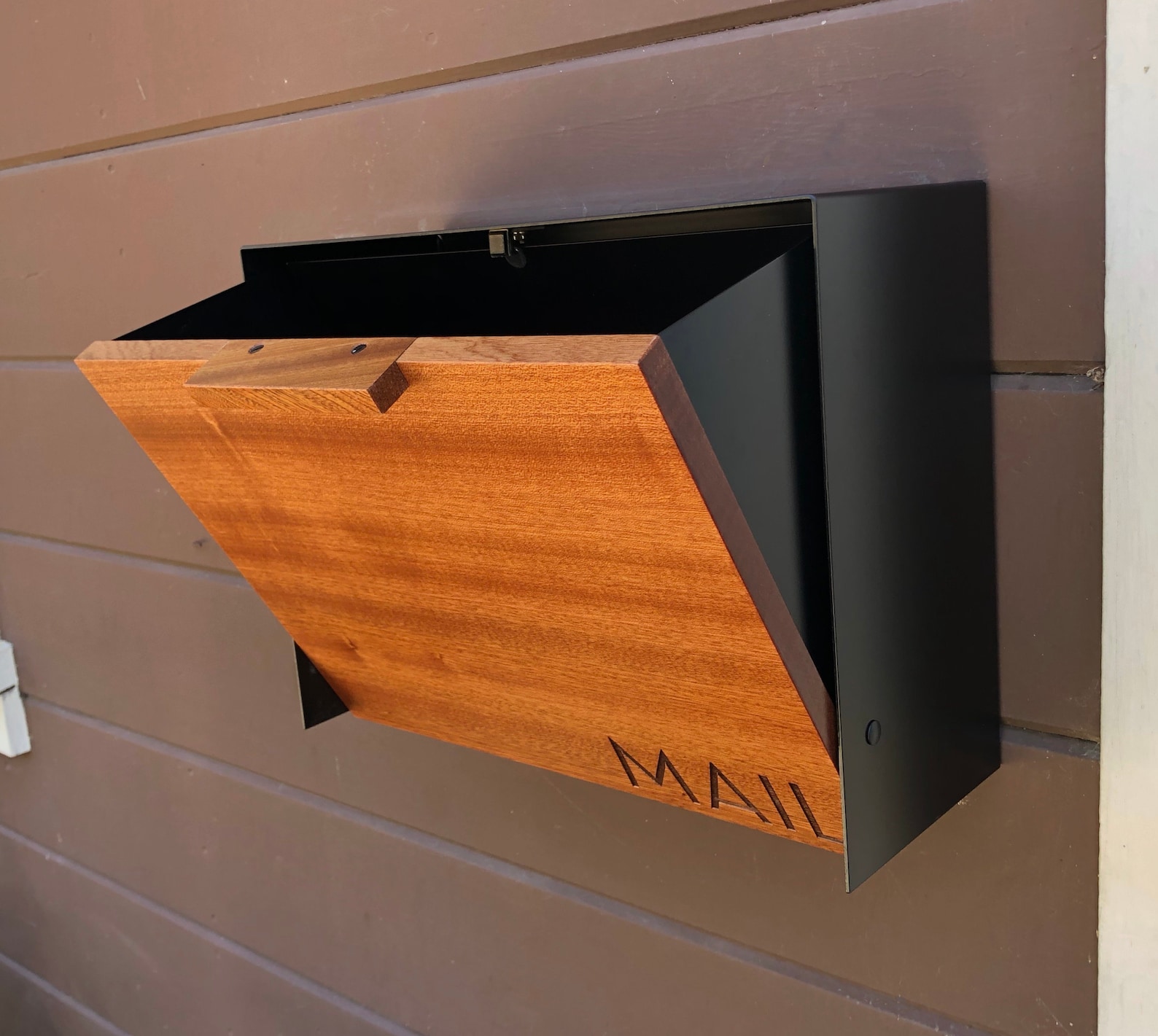 Mailbox Large Mahogany Mailbox Wall Mounted Mailbox Etsy