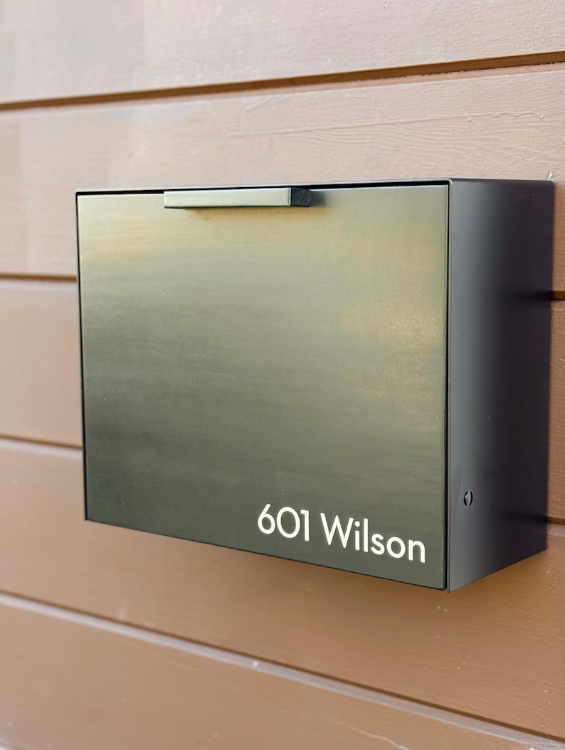 Mailbox, Black, Wall Mounted, custom engraving