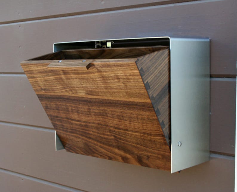 Modern Mailbox Large Walnut Mailbox Wall Mounted mailbox Etsy