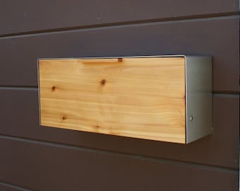 Modern Mailbox,  Knotty Cedar and Stainless Steel Mailbox