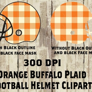 Orange Buffalo Plaid Football Helmet Clipart