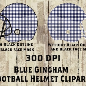 Blue Gingham Football Helmet Clipart