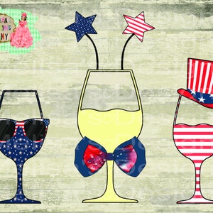 Fourth of July Wine Glasses Design