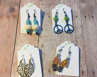 Homemade bead dangle earrings 5 dollars each