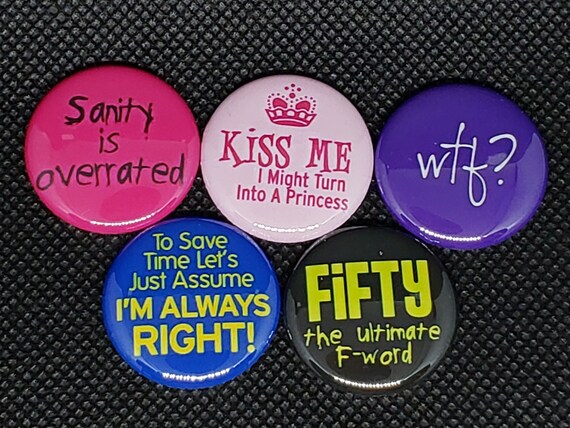 Adult Old School Tattoos 1 inch Buttons Magnet Set of 5 Flat Lapel Pin