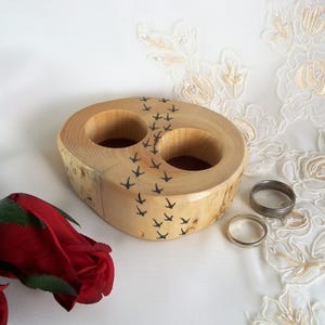 Rustic Ring Bearer Pillow with Wild Bird Tracks. Wooden Ring Bearer Pillow. Rustic Ring Bearer Box. Country Wedding Ring Bearer Pillow.