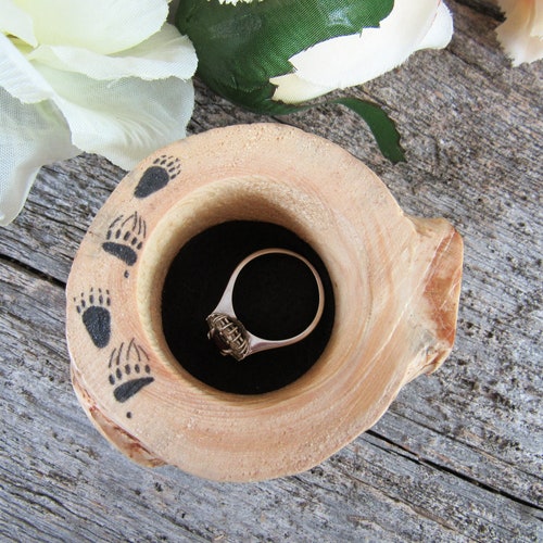 Wooden Engagement Ring Box with Bear Cub Artwork. Rustic Ring Box. Wooden Ring Box. Engagement shops Ring Box. Bear Box. Gift for Her.