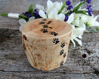 Rustic Ring Box with Wolf Tracks. Rustic Engagement Ring Box. Gift for Wolf Lover. Wooden Ring Box. Wolf Ring Box. Proposal Ring Box.