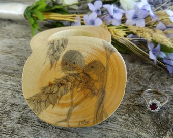 Engagement Ring Box with Mice Artwork. Rustic Ring Box. Wooden Ring Box. Wooden Engagement Ring Box. Wedding Ring Box. Mouse Gift. Mouse Art