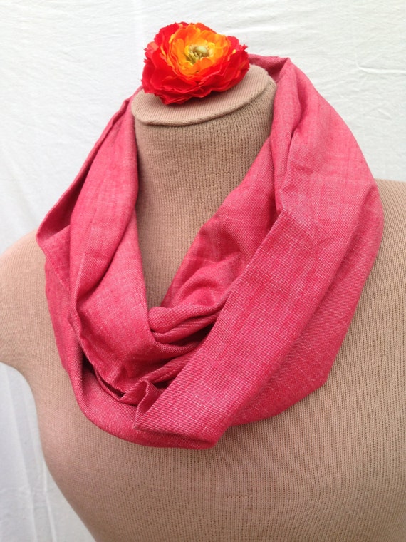 Items similar to Red Cotton Infinity Scarf on Etsy