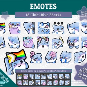 Chibi Blue Shark Emotes - Twitch, Discord, YouTube