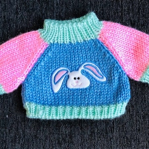Easter Bunny Knit Sweater for Plush, Stuffed Animals, Dolls, or Teddy Bears fits 8&quot; - 13&quot; tall.