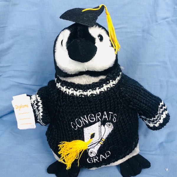 Penguin Congrats Grad, Graduation, Plush, Graduate, Stuffed Animal with Sweater (9" Tall)