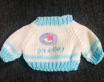 It's A Boy Sweater for Plush, Stuffed Animal or Teddy Bears Fits (8" - 13")