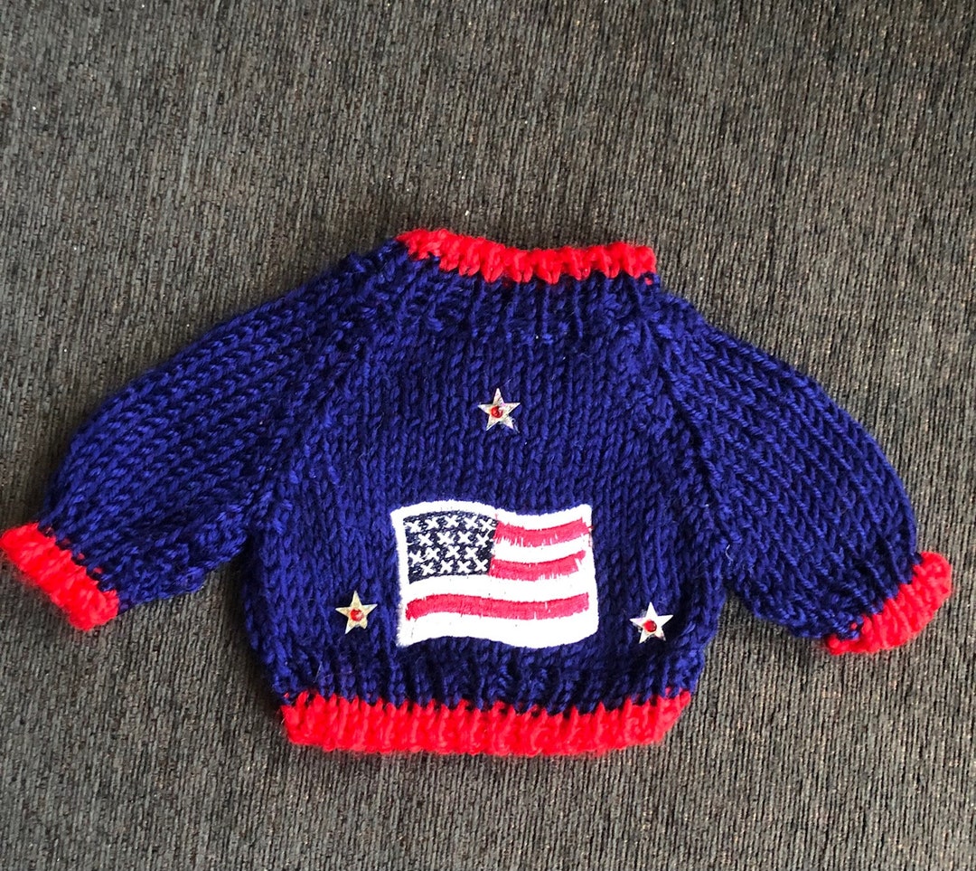 USA American Flag Knit Sweater Fits Dolls Plush Teddy Bears Etsy