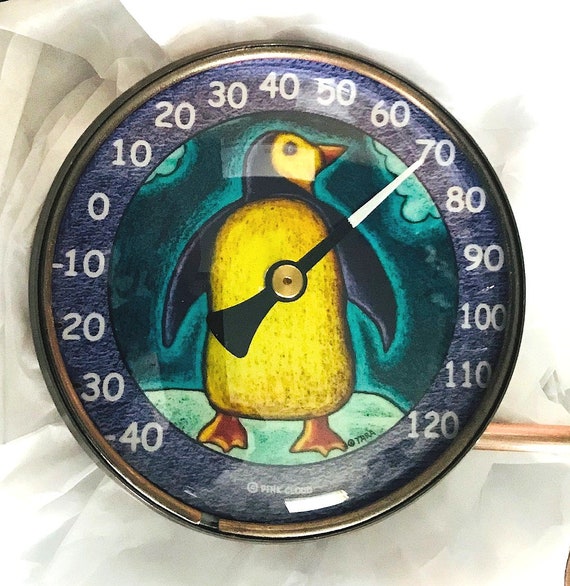Penguin Indoor / Outdoor Thermometer, Gift 4 Diameter 
