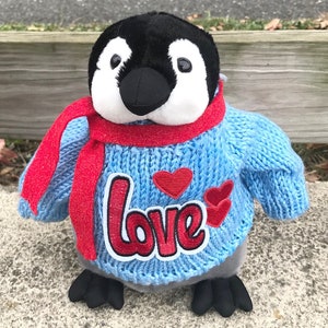 Penguin Love, Plush, Romantic Valentine&#39;s Day with Sweater (10&quot; Tall)