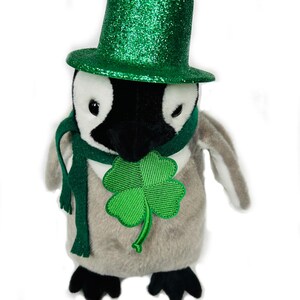 St. Patrick's Day Top Hat & Scarf Plush Penguin (12" Tall)