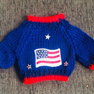 American Flag, U.S.A. Sweater for Plush, Stuffed Animals or Teddy Bears (fits 8&quot; - 13&quot; Tall)