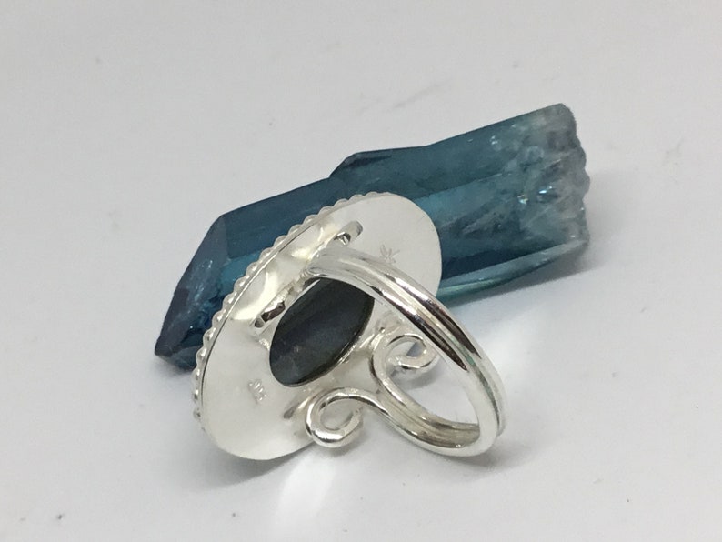 size 9 12 Labradorite sterling silver ring