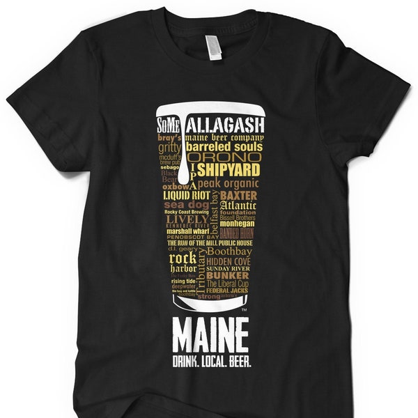 Maine Local Brewery Printed T-shirt - Unique beer gifts - brewery sweatshirt - vintage beer shirts - brewery t shirts - womens beer shirts