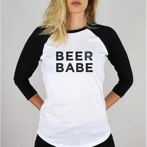Beer Babe Raglan Shirt: Unisex 3/4 Sleeve Craft Beer Tee