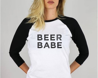 Beer Babe Raglan Shirt: Unisex 3/4 Sleeve Craft Beer Tee