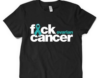 Fck Ovarian Cancer T-Shirt, Ovarian Cancer T-Shirt, Cancer Awareness Tee, Teal Ribbon Clothing, Cancer Fighter Shirt, Ovarian Cancer Gift