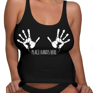 Place Hands Here Tank Top, Women&#39;s Swinger Tank Top, Racerback Tank Top, , Swingers Apparel Lifestyle, Women Sustainable Clothing