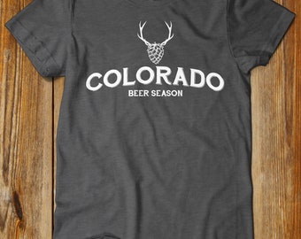 COLORADO BEER SEASON Beer State breweries Typography T-shirt. Drink Colorado Beer. Colorado Craft Beer Shirt. mens gift idea. gifts for dad.