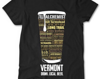 VERMONT Breweries printed T-shirt - Unique Beer gifts for Him - Local Vermont Brewery T-shirt for Dad - Best Seller Beer Gifts for Him