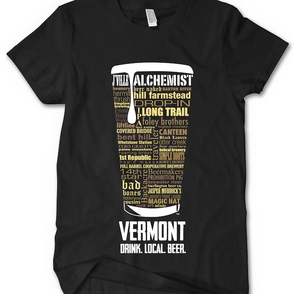 VERMONT Breweries printed T-shirt - Unique Beer gifts for Him - Local Vermont Brewery T-shirt for Dad - Best Seller Beer Gifts for Him