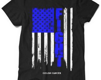 FIGHT COLON CANCER T-shirt | f cancer | Cancer Awareness t shirt | Fight Cancer| Cancer shirt | Fight Cancer tee | American Flag t-shirt
