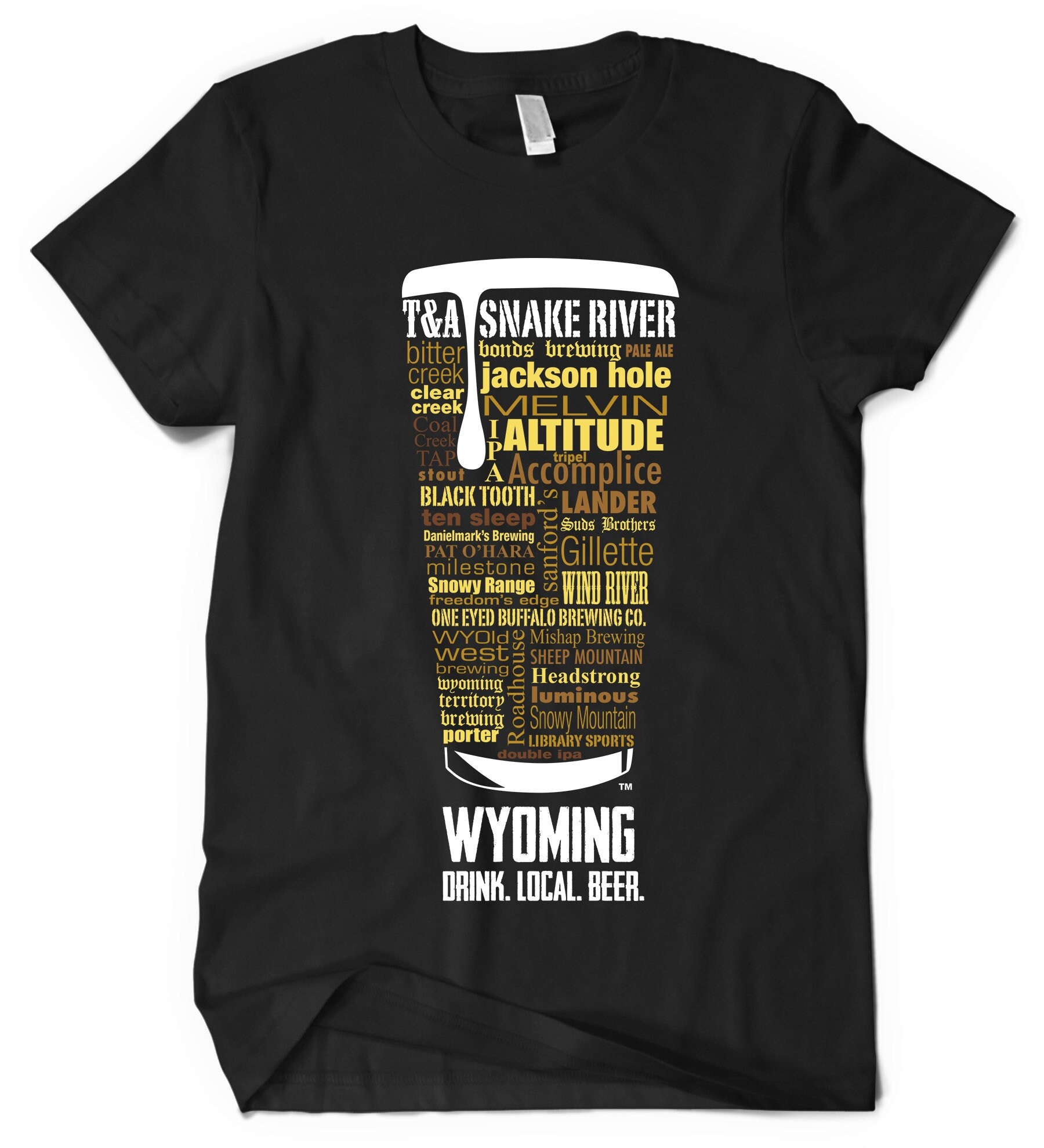 Wyoming Breweries Craft Beer State T-shirt Beer Typography