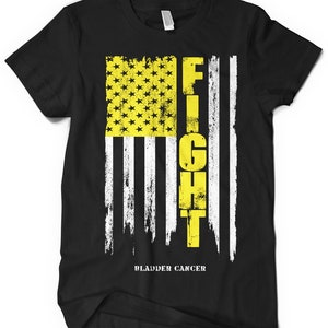 Fight Bladder Cancer T-Shirt: American Flag Grunge Style