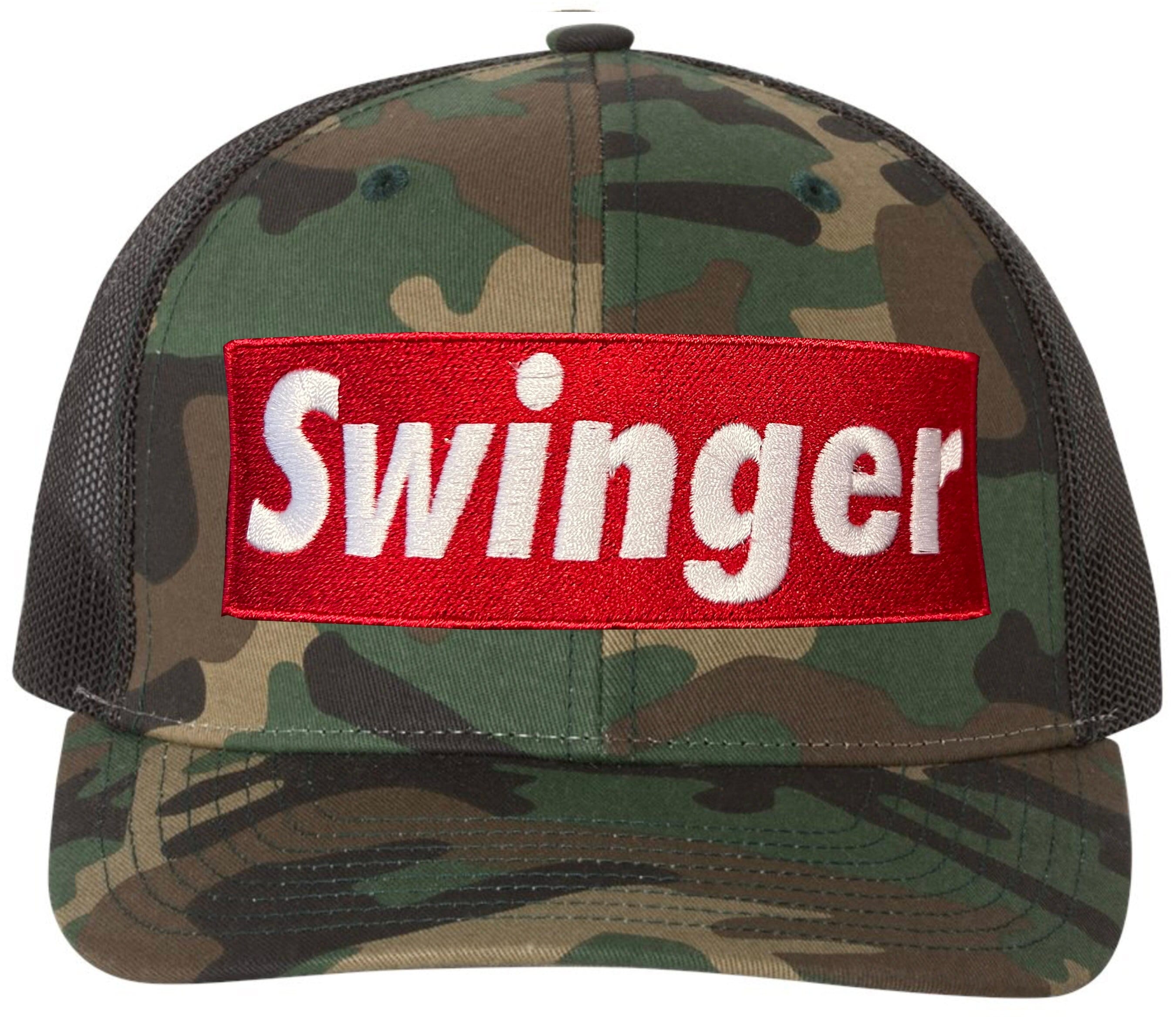 Embroidered SWINGER Camo Hat Adult Mature Hat pic photo