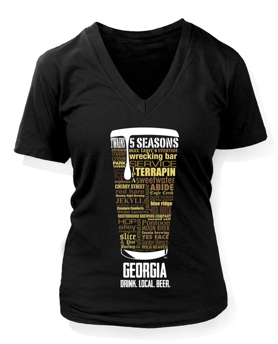 GEORGIA STATE Craft Beer V-neck shirt. Craft Beer typography V-Neck t  shirt. Women's gift ideas. Brewery shirt. Womens brewery shirt.