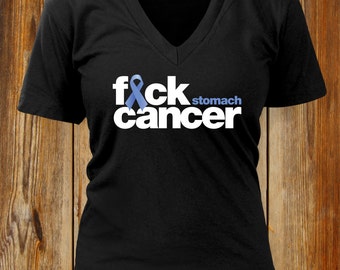 Camiseta "F*ck Cancer": Concientización sobre el cáncer de estómago con cuello en V